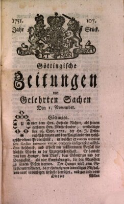Göttingische Zeitungen von gelehrten Sachen Montag 1. November 1751