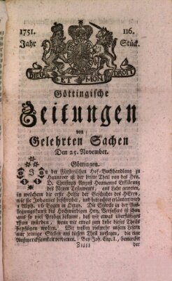 Göttingische Zeitungen von gelehrten Sachen Donnerstag 25. November 1751