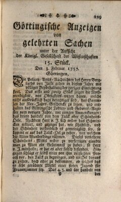 Göttingische Anzeigen von gelehrten Sachen (Göttingische Zeitungen von gelehrten Sachen) Donnerstag 3. Februar 1757