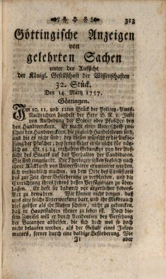 Göttingische Anzeigen von gelehrten Sachen (Göttingische Zeitungen von gelehrten Sachen) Montag 14. März 1757