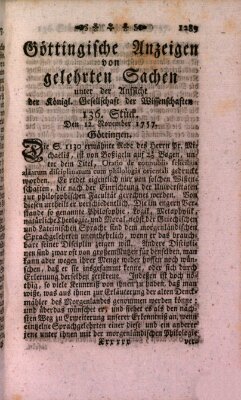 Göttingische Anzeigen von gelehrten Sachen (Göttingische Zeitungen von gelehrten Sachen) Samstag 12. November 1757