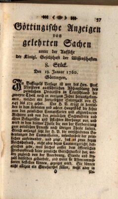 Göttingische Anzeigen von gelehrten Sachen (Göttingische Zeitungen von gelehrten Sachen) Samstag 19. Januar 1760
