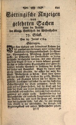 Göttingische Anzeigen von gelehrten Sachen (Göttingische Zeitungen von gelehrten Sachen) Samstag 23. Juni 1764