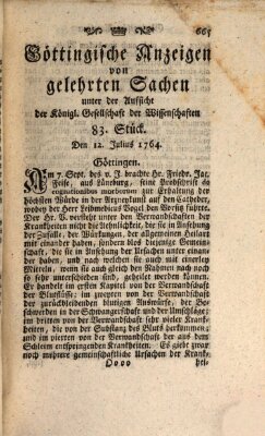 Göttingische Anzeigen von gelehrten Sachen (Göttingische Zeitungen von gelehrten Sachen) Donnerstag 12. Juli 1764