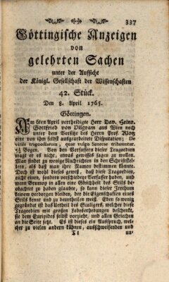 Göttingische Anzeigen von gelehrten Sachen (Göttingische Zeitungen von gelehrten Sachen) Montag 8. April 1765