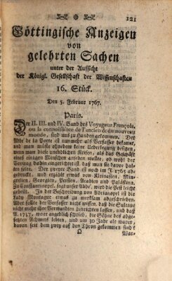 Göttingische Anzeigen von gelehrten Sachen (Göttingische Zeitungen von gelehrten Sachen) Donnerstag 5. Februar 1767