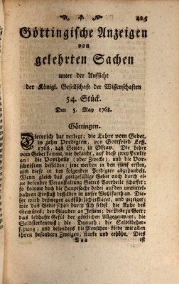 Göttingische Anzeigen von gelehrten Sachen (Göttingische Zeitungen von gelehrten Sachen) Donnerstag 5. Mai 1768
