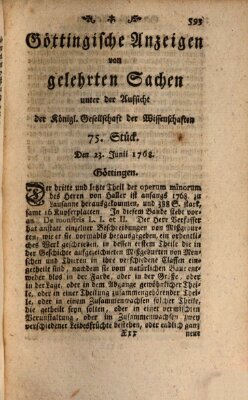 Göttingische Anzeigen von gelehrten Sachen (Göttingische Zeitungen von gelehrten Sachen) Donnerstag 23. Juni 1768