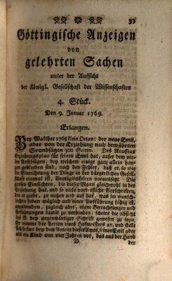 Göttingische Anzeigen von gelehrten Sachen (Göttingische Zeitungen von gelehrten Sachen) Montag 9. Januar 1769