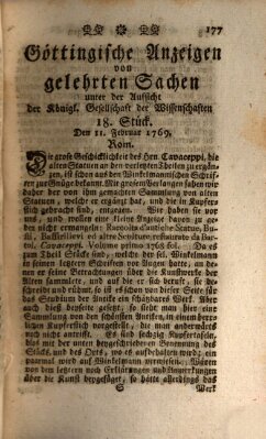 Göttingische Anzeigen von gelehrten Sachen (Göttingische Zeitungen von gelehrten Sachen) Samstag 11. Februar 1769