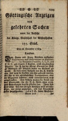 Göttingische Anzeigen von gelehrten Sachen (Göttingische Zeitungen von gelehrten Sachen) Donnerstag 28. Dezember 1769