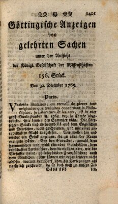 Göttingische Anzeigen von gelehrten Sachen (Göttingische Zeitungen von gelehrten Sachen) Samstag 30. Dezember 1769