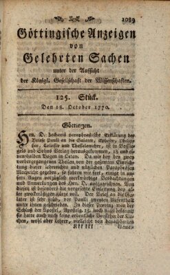 Göttingische Anzeigen von gelehrten Sachen (Göttingische Zeitungen von gelehrten Sachen) Donnerstag 18. Oktober 1770