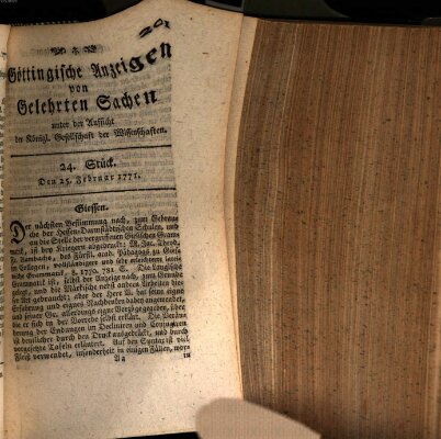 Göttingische Anzeigen von gelehrten Sachen (Göttingische Zeitungen von gelehrten Sachen) Montag 25. Februar 1771
