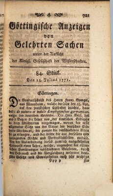 Göttingische Anzeigen von gelehrten Sachen (Göttingische Zeitungen von gelehrten Sachen) Montag 15. Juli 1771