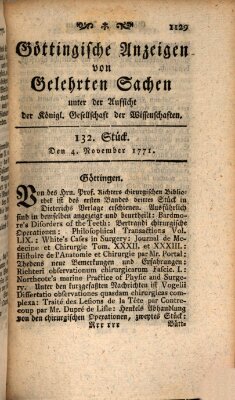 Göttingische Anzeigen von gelehrten Sachen (Göttingische Zeitungen von gelehrten Sachen) Montag 4. November 1771