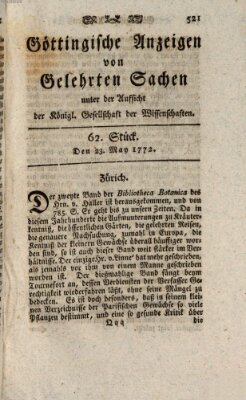 Göttingische Anzeigen von gelehrten Sachen (Göttingische Zeitungen von gelehrten Sachen) Samstag 23. Mai 1772