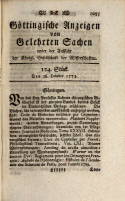 Göttingische Anzeigen von gelehrten Sachen (Göttingische Zeitungen von gelehrten Sachen) Samstag 16. Oktober 1773