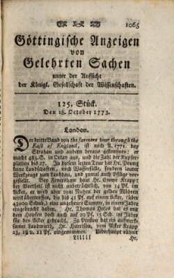 Göttingische Anzeigen von gelehrten Sachen (Göttingische Zeitungen von gelehrten Sachen) Montag 18. Oktober 1773