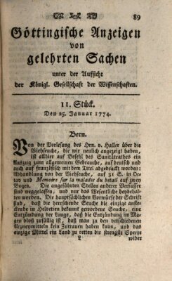 Göttingische Anzeigen von gelehrten Sachen (Göttingische Zeitungen von gelehrten Sachen) Dienstag 25. Januar 1774