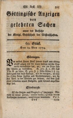 Göttingische Anzeigen von gelehrten Sachen (Göttingische Zeitungen von gelehrten Sachen) Donnerstag 19. Mai 1774