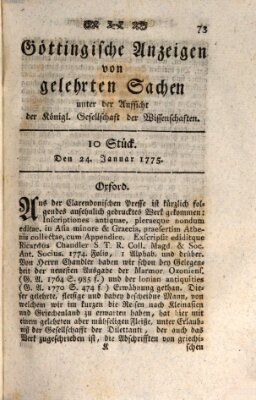 Göttingische Anzeigen von gelehrten Sachen (Göttingische Zeitungen von gelehrten Sachen) Dienstag 24. Januar 1775