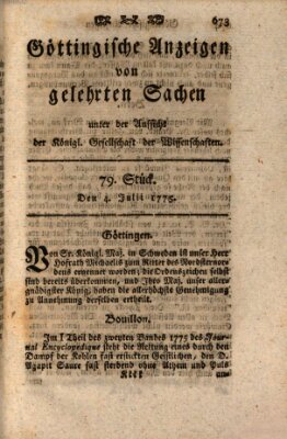 Göttingische Anzeigen von gelehrten Sachen (Göttingische Zeitungen von gelehrten Sachen) Dienstag 4. Juli 1775