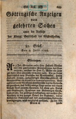 Göttingische Anzeigen von gelehrten Sachen (Göttingische Zeitungen von gelehrten Sachen) Samstag 8. Juli 1775