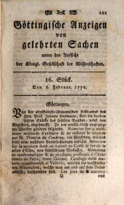 Göttingische Anzeigen von gelehrten Sachen (Göttingische Zeitungen von gelehrten Sachen) Dienstag 6. Februar 1776