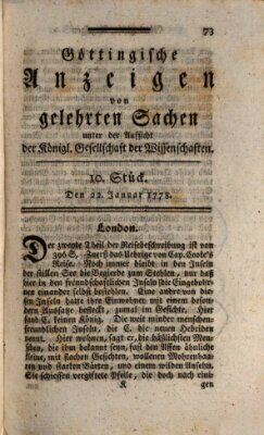 Göttingische Anzeigen von gelehrten Sachen (Göttingische Zeitungen von gelehrten Sachen) Donnerstag 22. Januar 1778