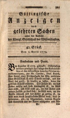 Göttingische Anzeigen von gelehrten Sachen (Göttingische Zeitungen von gelehrten Sachen) Donnerstag 1. April 1779