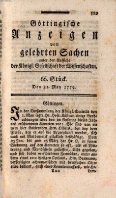Göttingische Anzeigen von gelehrten Sachen (Göttingische Zeitungen von gelehrten Sachen) Montag 31. Mai 1779