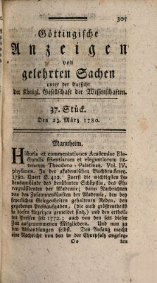 Göttingische Anzeigen von gelehrten Sachen (Göttingische Zeitungen von gelehrten Sachen) Donnerstag 23. März 1780