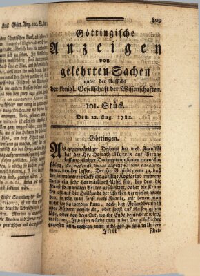 Göttingische Anzeigen von gelehrten Sachen (Göttingische Zeitungen von gelehrten Sachen) Donnerstag 22. August 1782