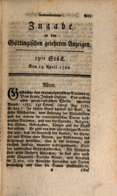 Göttingische Anzeigen von gelehrten Sachen (Göttingische Zeitungen von gelehrten Sachen) Samstag 13. April 1782