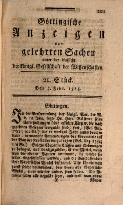 Göttingische Anzeigen von gelehrten Sachen (Göttingische Zeitungen von gelehrten Sachen) Montag 7. Februar 1785