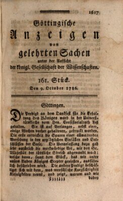 Göttingische Anzeigen von gelehrten Sachen (Göttingische Zeitungen von gelehrten Sachen) Montag 9. Oktober 1786