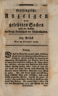 Göttingische Anzeigen von gelehrten Sachen (Göttingische Zeitungen von gelehrten Sachen) Montag 23. Oktober 1786