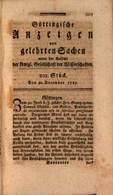 Göttingische Anzeigen von gelehrten Sachen (Göttingische Zeitungen von gelehrten Sachen) Donnerstag 20. Dezember 1787