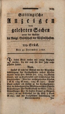 Göttingische Anzeigen von gelehrten Sachen (Göttingische Zeitungen von gelehrten Sachen) Montag 31. Dezember 1787