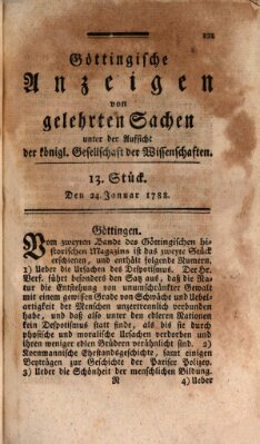 Göttingische Anzeigen von gelehrten Sachen (Göttingische Zeitungen von gelehrten Sachen) Donnerstag 24. Januar 1788