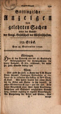 Göttingische Anzeigen von gelehrten Sachen (Göttingische Zeitungen von gelehrten Sachen) Donnerstag 23. September 1790