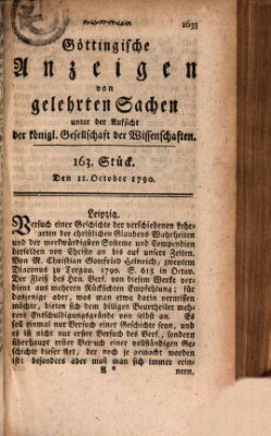 Göttingische Anzeigen von gelehrten Sachen (Göttingische Zeitungen von gelehrten Sachen) Montag 11. Oktober 1790