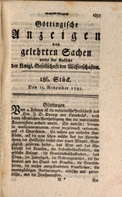 Göttingische Anzeigen von gelehrten Sachen (Göttingische Zeitungen von gelehrten Sachen) Samstag 23. November 1793