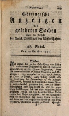 Göttingische Anzeigen von gelehrten Sachen (Göttingische Zeitungen von gelehrten Sachen) Montag 20. Oktober 1794