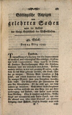 Göttingische Anzeigen von gelehrten Sachen (Göttingische Zeitungen von gelehrten Sachen) Montag 23. März 1795