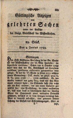 Göttingische Anzeigen von gelehrten Sachen (Göttingische Zeitungen von gelehrten Sachen) Donnerstag 4. Juni 1795