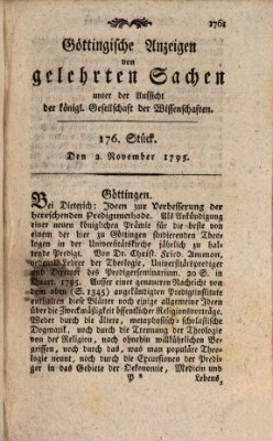 Göttingische Anzeigen von gelehrten Sachen (Göttingische Zeitungen von gelehrten Sachen) Montag 2. November 1795
