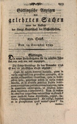 Göttingische Anzeigen von gelehrten Sachen (Göttingische Zeitungen von gelehrten Sachen) Samstag 12. Dezember 1795
