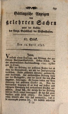 Göttingische Anzeigen von gelehrten Sachen (Göttingische Zeitungen von gelehrten Sachen) Samstag 29. April 1797